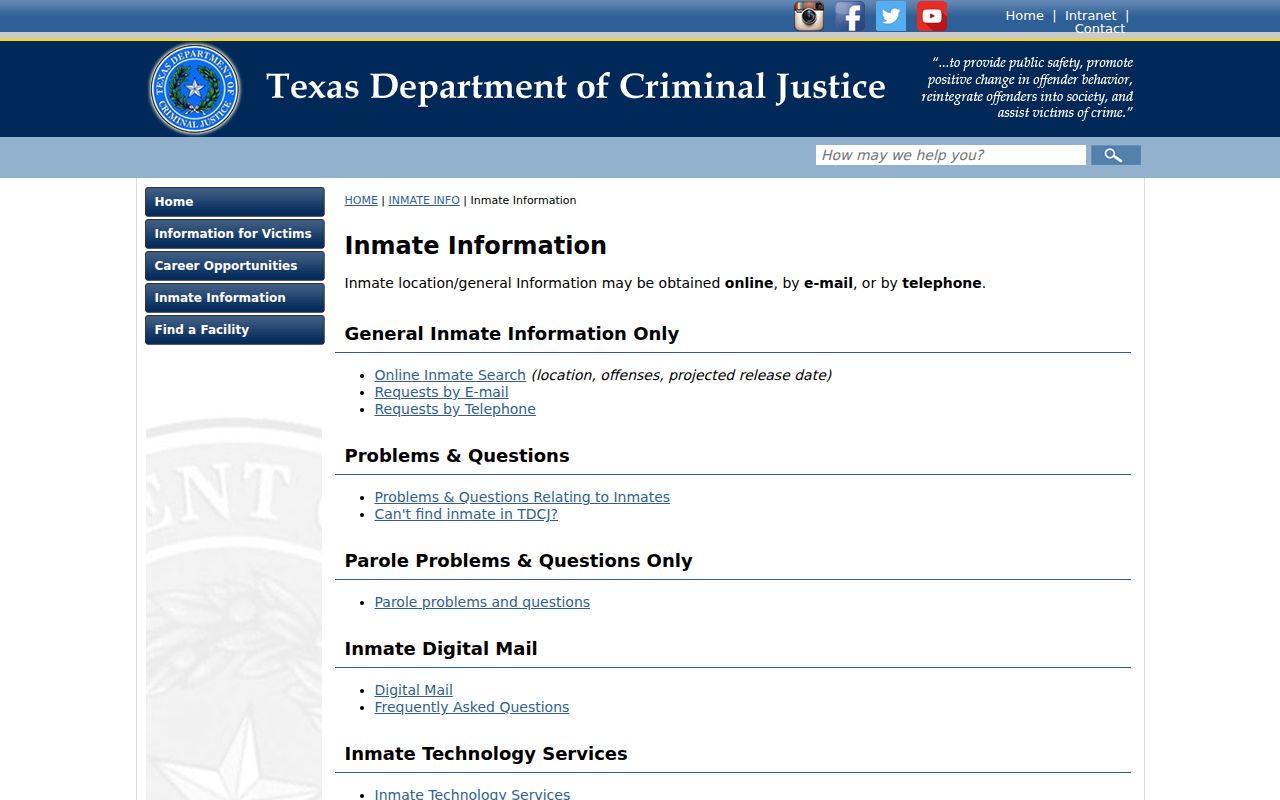 Baylor County arrest history TDCJ inmate information channels